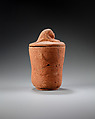 Canopic jar with human head, Pottery, paint